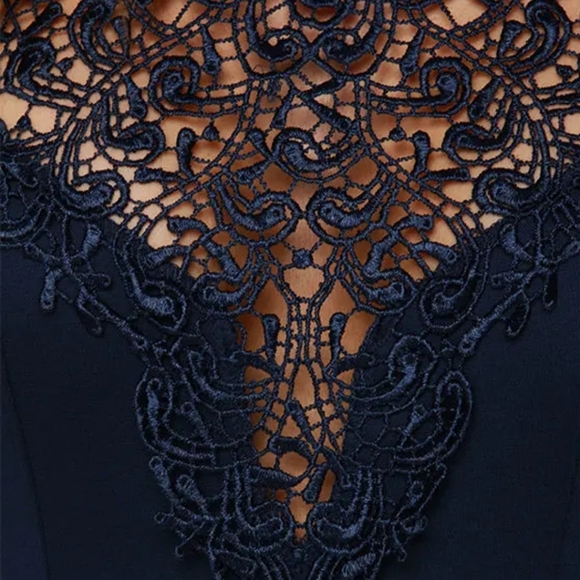 Lulu's Small Navy Blue Gorgeous Renaissance Court Lace Cocktail Mini Dress‎ - Picture 6 of 16
